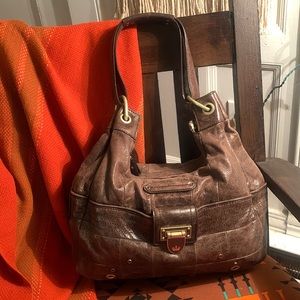 Distressed brown leather Juicy Couture hobo handbag